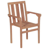 NNEVL Stackable Garden Chairs with Cushions 4 pcs Solid Teak Wood