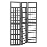NNEVL 3-Panel Room Divider/Trellis Solid Fir Wood Black 121x180 cm