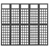 NNEVL 5-Panel Room Divider/Trellis Solid Fir Wood Black 201.5x180 cm