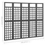 NNEVL 5-Panel Room Divider/Trellis Solid Fir Wood Black 201.5x180 cm