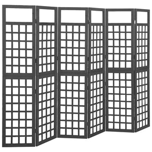 NNEVL 6-Panel Room Divider/Trellis Solid Fir Wood Black 242.5x180 cm