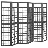 NNEVL 6-Panel Room Divider/Trellis Solid Fir Wood Black 242.5x180 cm
