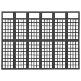NNEVL 6-Panel Room Divider/Trellis Solid Fir Wood Black 242.5x180 cm