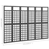 NNEVL 6-Panel Room Divider/Trellis Solid Fir Wood Black 242.5x180 cm