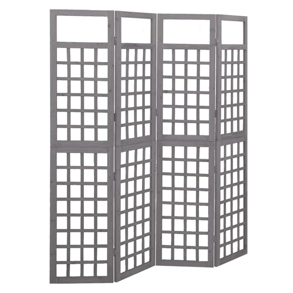 NNEVL 4-Panel Room Divider/Trellis Solid Fir Wood Grey 161x180 cm
