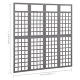 NNEVL 4-Panel Room Divider/Trellis Solid Fir Wood Grey 161x180 cm