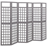 NNEVL 6-Panel Room Divider/Trellis Solid Fir Wood Grey 242.5x180 cm