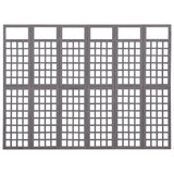 NNEVL 6-Panel Room Divider/Trellis Solid Fir Wood Grey 242.5x180 cm