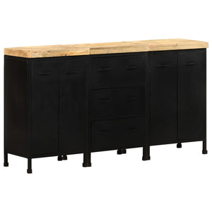 NNEVL Sideboard with 3 Drawers and 4 Doors Rough Mango Wood