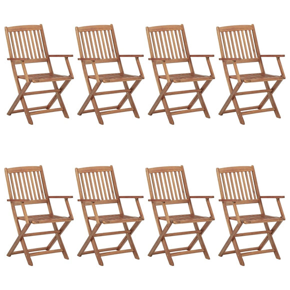 NNEVL Folding Outdoor Chairs 8 pcs Solid Acacia Wood