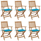NNEVL Folding Garden Chairs 6 pcs with Cushions Solid Acacia Wood
