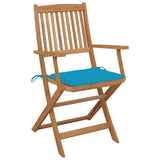 NNEVL Folding Garden Chairs 6 pcs with Cushions Solid Acacia Wood