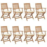 NNEVL Folding Garden Chairs 8 pcs with Cushions Solid Acacia Wood