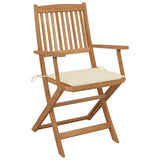 NNEVL Folding Garden Chairs 8 pcs with Cushions Solid Acacia Wood
