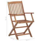NNEVL Folding Garden Chairs 8 pcs with Cushions Solid Acacia Wood