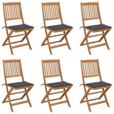 NNEVL Folding Garden Chairs 6 pcs with Cushions Solid Acacia Wood