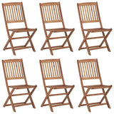 NNEVL Folding Garden Chairs 6 pcs with Cushions Solid Acacia Wood