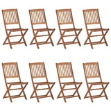 NNEVL Folding Garden Chairs 8 pcs with Cushions Solid Acacia Wood