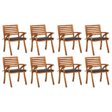 NNEVL Garden Chairs with Cushions 8 pcs Solid Acacia Wood