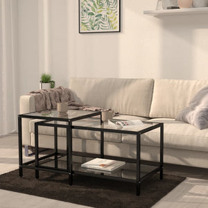 NNEVL Tea Tables 2 pcs Tempered Glass Black