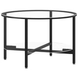 NNEVL Tea Table Black and Transparent 70 cm Tempered Glass