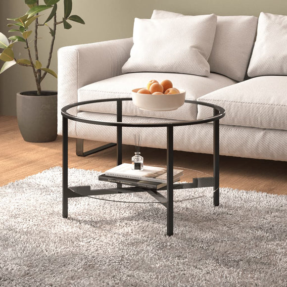 NNEVL Tea Table Black and Transparent 70 cm Tempered Glass