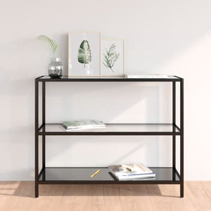 NNEVL Console Table Transparent and Black 100x36x90 cm Tempered Glass