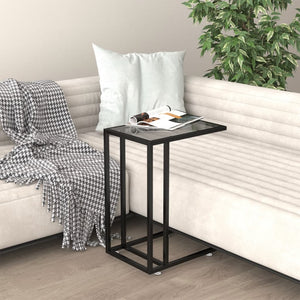 NNEVL Computer Side Table Black 50x35x65 cm Tempered Glass
