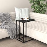 NNEVL Computer Side Table Black Marble 50x35x65 cm Tempered Glass