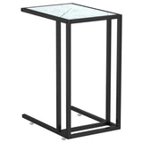 NNEVL Computer Side Table White Marble 50x35x65 cm Tempered Glass