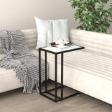 NNEVL Computer Side Table White Marble 50x35x65 cm Tempered Glass