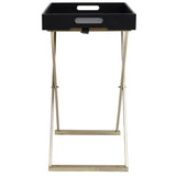 NNEVL Folding Table Gold and Black 48x34x61 cm MDF