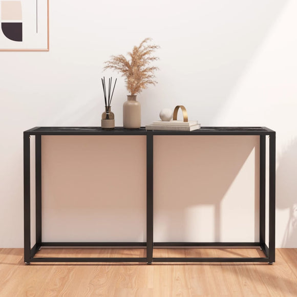 NNEVL Console Table Black Marble 140x35x75.5cm Tempered Glass