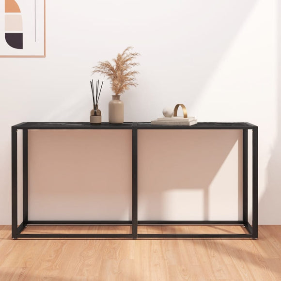 NNEVL Console Table Black Marble 160x35x75.5cm Tempered Glass