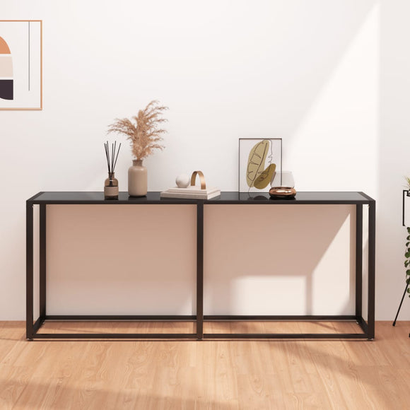 NNEVL Console Table Black 180x35x75.5cm Tempered Glass