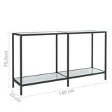 NNEVL Console Table White 140x35x75.5 cm Tempered Glass