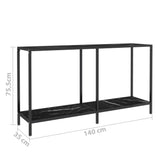 NNEVL Console Table Black 140x35x75.5 cm Tempered Glass