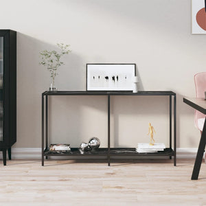 NNEVL Console Table Black 140x35x75.5 cm Tempered Glass