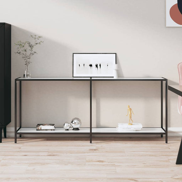 NNEVL Console Table White 180x35x75.5 cm Tempered Glass