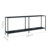 NNEVL Console Table Black 200x35x75.5 cm Tempered Glass