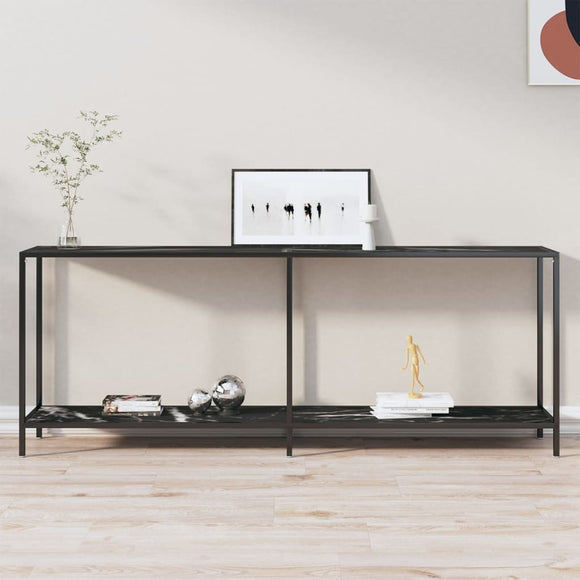 NNEVL Console Table Black 200x35x75.5 cm Tempered Glass