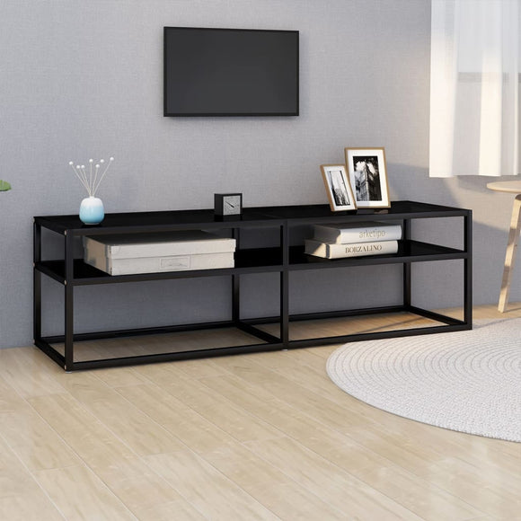 NNEVL TV Cabinet Black 140x40x40.5 cm Tempered Glass