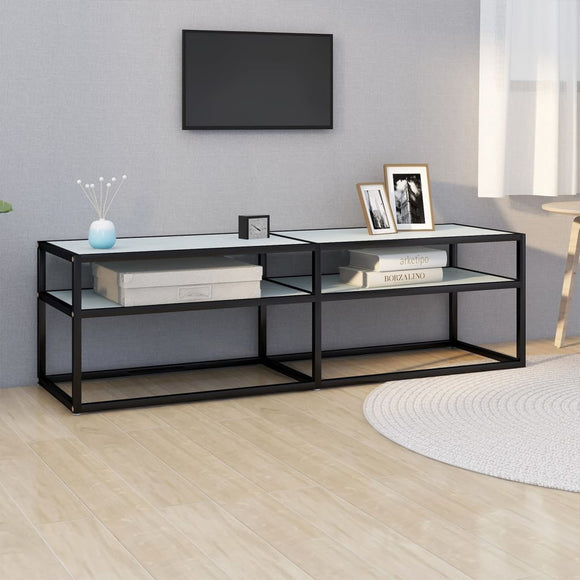 NNEVL TV Cabinet White Marble 140x40x40.5 cm Tempered Glass