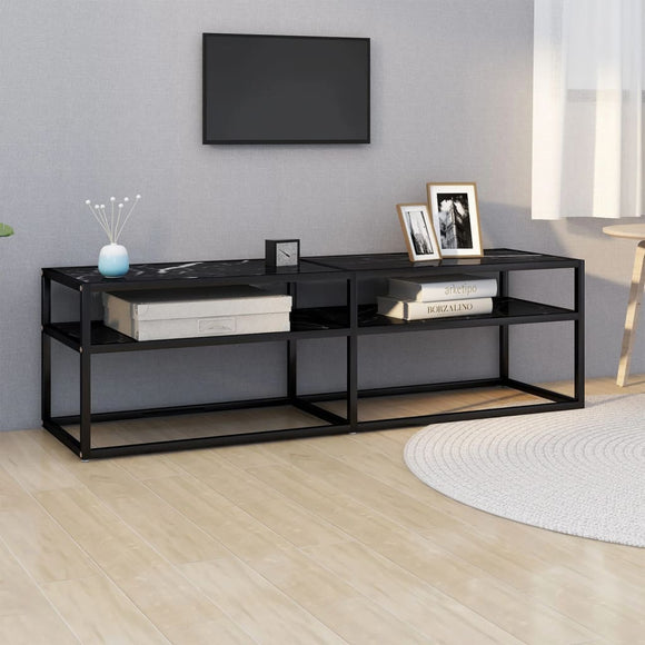 NNEVL TV Cabinet Black Marble 140x40x40.5 cm Tempered Glass