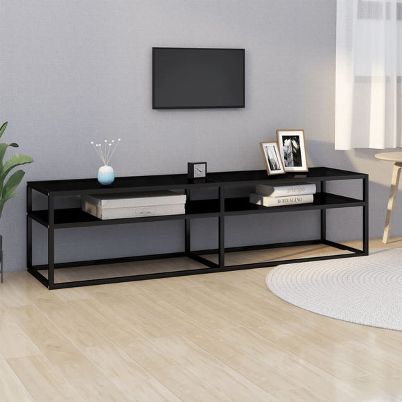 NNEVL TV Cabinet Black 160x40x40.5 cm Tempered Glass
