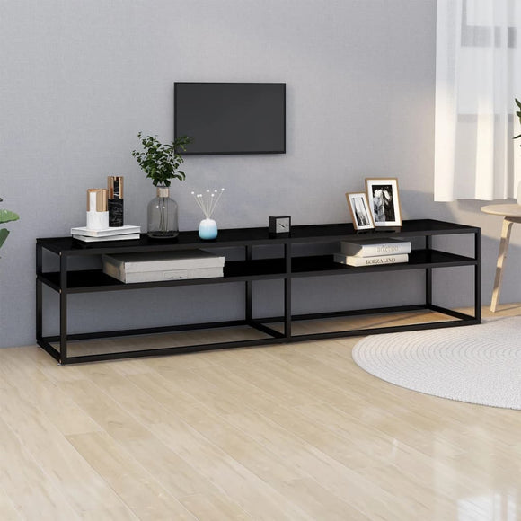 NNEVL TV Cabinet Black 180x40x40.5 cm Tempered Glass