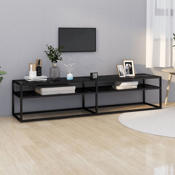 NNEVL TV Cabinet Black Marble 180x40x40.5 cm Tempered Glass