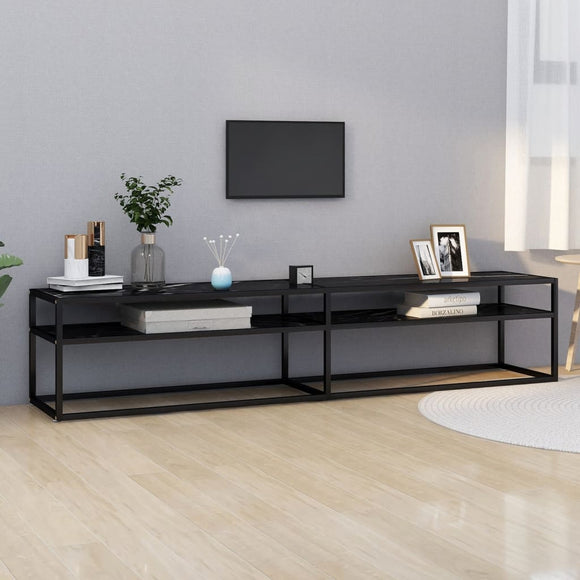 NNEVL TV Cabinet Black Marble 200x40x40.5 cm Tempered Glass