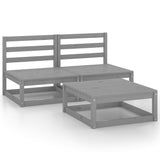 NNEVL 3 Piece Garden Lounge Set Grey Solid Wood Pine