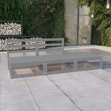 NNEVL 3 Piece Garden Lounge Set Grey Solid Wood Pine